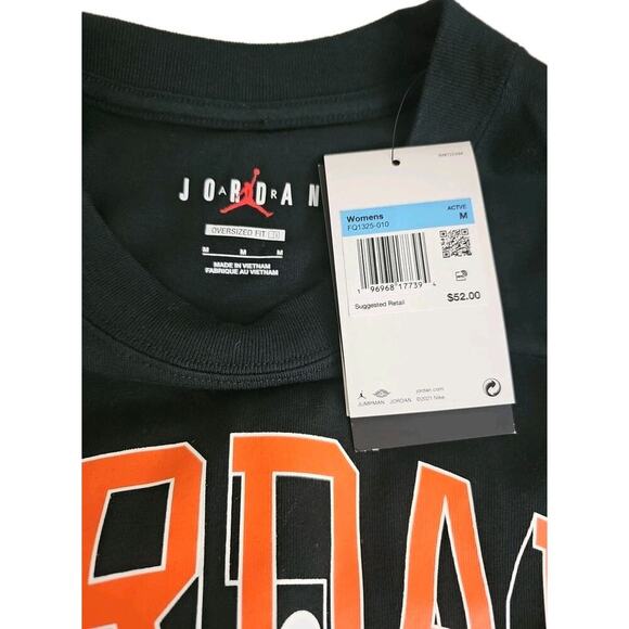 Jordan Michael Jordan~Woman Size M~Black Oversized Fit Active T-shirt Cotton NWT - Picture 4 of 14